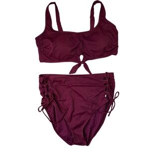 Allure By IMG Womens Plus Size Two Piece‎ Swimwear In Magenta Bikini 2XL 20/22